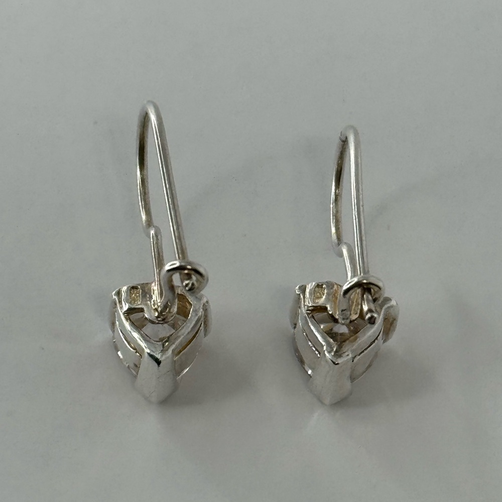 925 Silver Heart CZ Drop Earrings - Picture 4 of 13